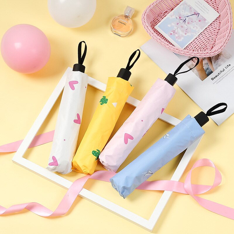 Ins umbrellas, women, sunny rain,two small fresh goddess folding umbrellas,man's sunscreen,ultraviolet sun umbrella,sun umbrella