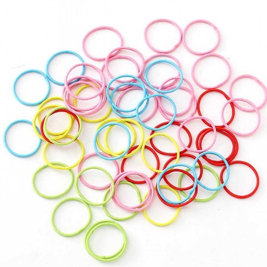 50/100Pcs Colorful Nylon Rubber Bands Elastic Hairbands for Girls Kids Scrunchie Elastic Ponytail Holder Hair Ties Accessories