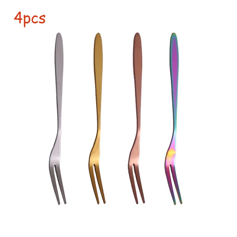 Widelec robić owoców ze stali nierdzewnej kolorowe przekąnarty deser ciasto widelce sałatkowe impreza stołówka sztućce narzędzia kuchenne вилка столовые приборы: B
