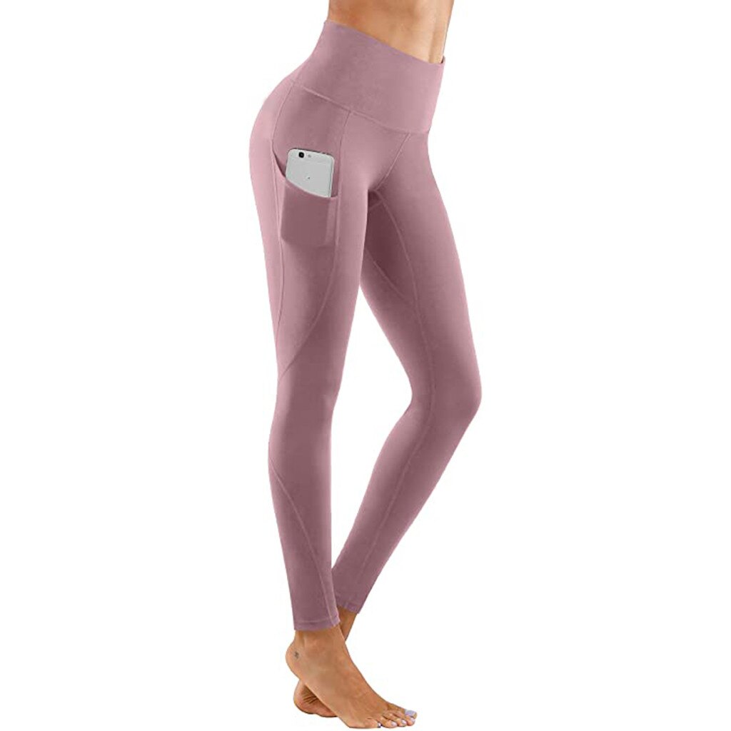 Mallas elásticas de secado rápido para mujer, mallas con bolsillo, pantalones de Fitness, productos de tendencias,: M / Pink