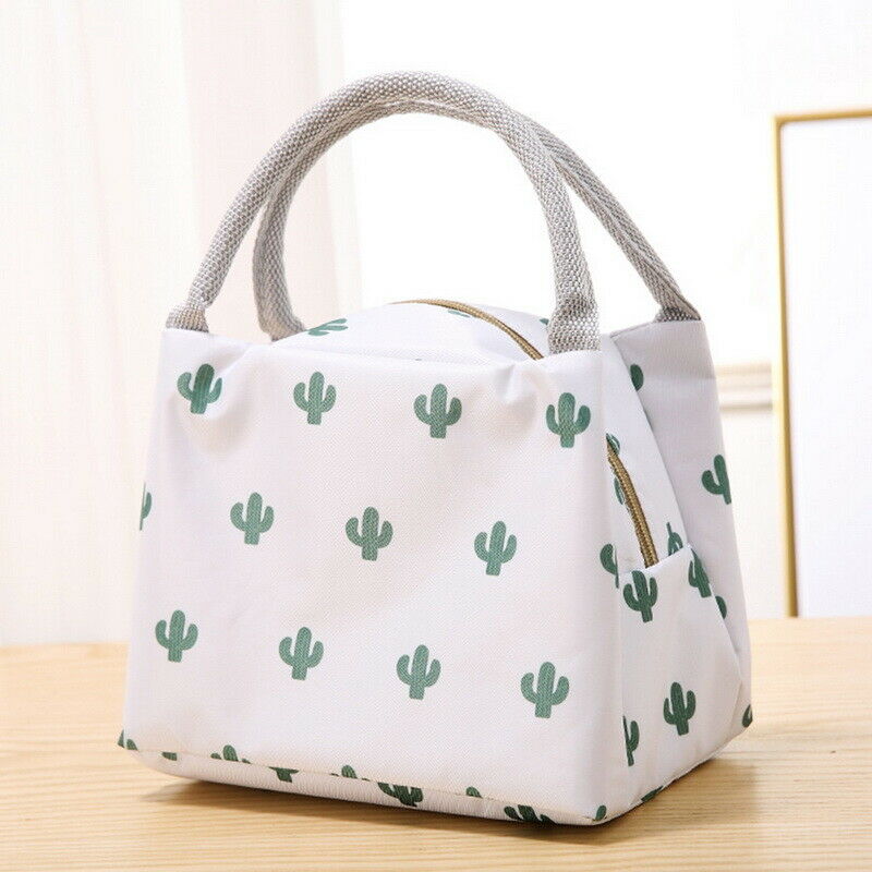 Bolsa de almoço para adultos, bolsa escolar reutilizável para mulheres, homens e crianças, piquenique, caixa de alimentos à prova d'água, bolsa de almoço para estudantes: Cactus