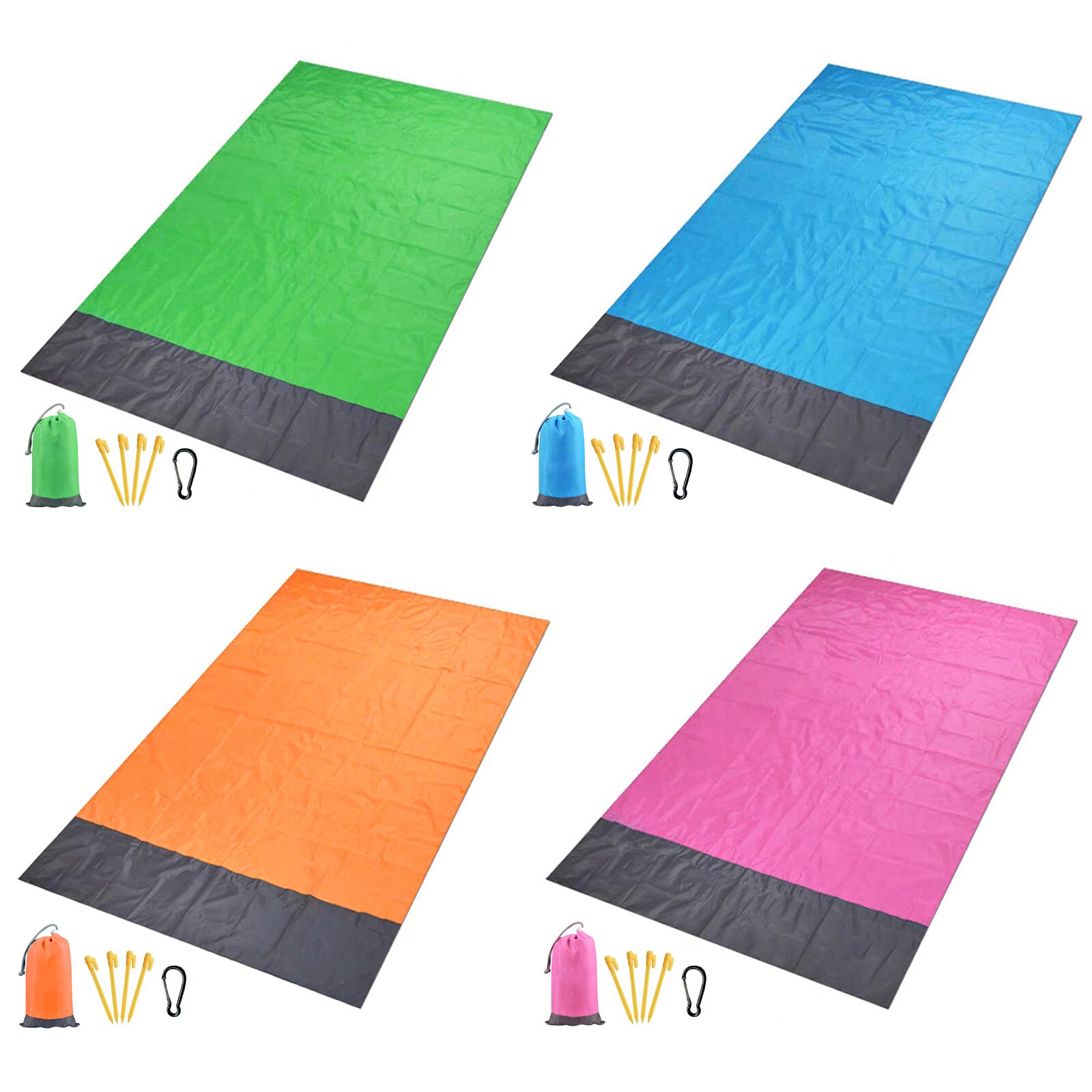 Coperta da spiaggia portatile impermeabile a prova d'umidità stuoia da Picnic all'aperto con borsa picchetti moschettone per campeggio spiaggia escursionismo 79x83in