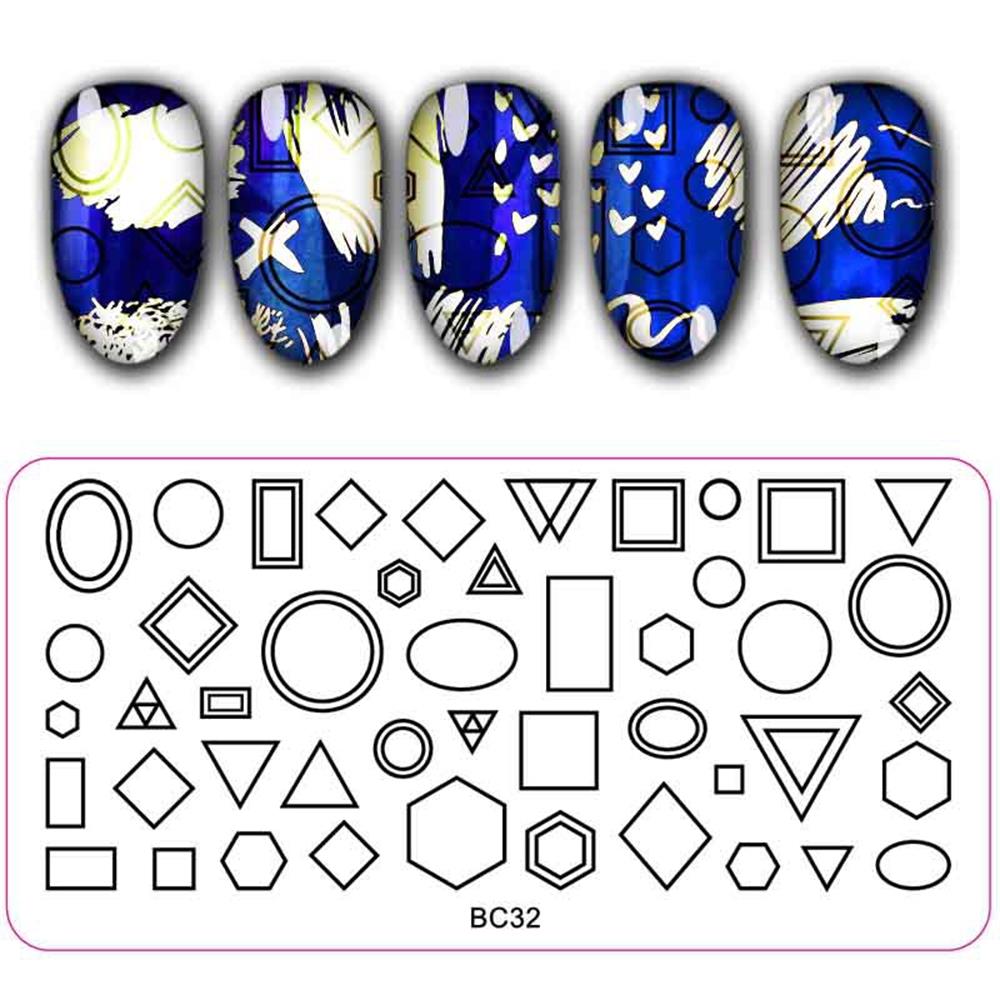 Fuld skønhed halloween kranium ben ugle edderkop jul negle stempling plade manicure billede skabelon festival negle stencil 12*6cm: Bc32