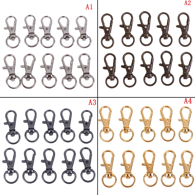 10Pcs/lot Mini Rotatable Buckle Hook Lobster Bag Clasps Lobster Swivel Keychain Trigger Clips Snap Hook