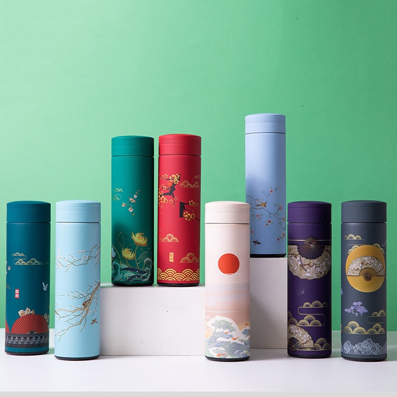 ZOOOBE 450ml chińnarty styl 304 termos ze stali nierdzewnej butelka wody z filtrem kubek termiczny na kawę Thermocup najlepszy prezent