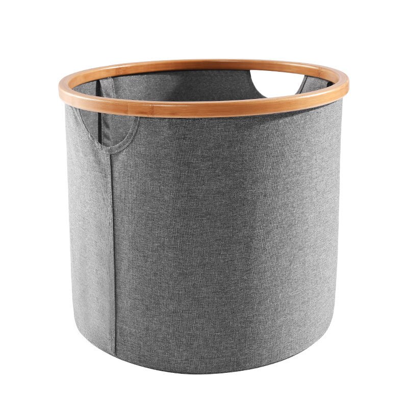 Bamboe wasmand opvouwbare vuile wasmand organizer inklapbare thuis wasmand sorter waterdichte wasmand: gray Round