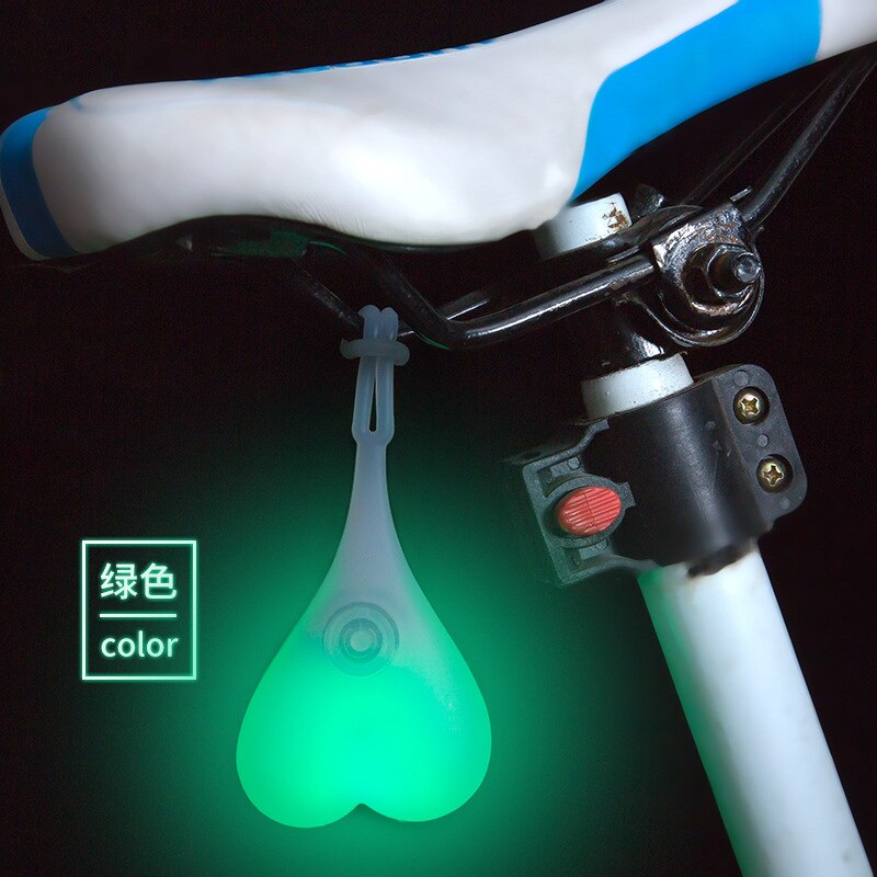 Vandtæt silikone cykel hjerte lampe nat cykling bagsæde baglygter cykel baglygter sikkerhed advarsel kugle lampe: Grøn