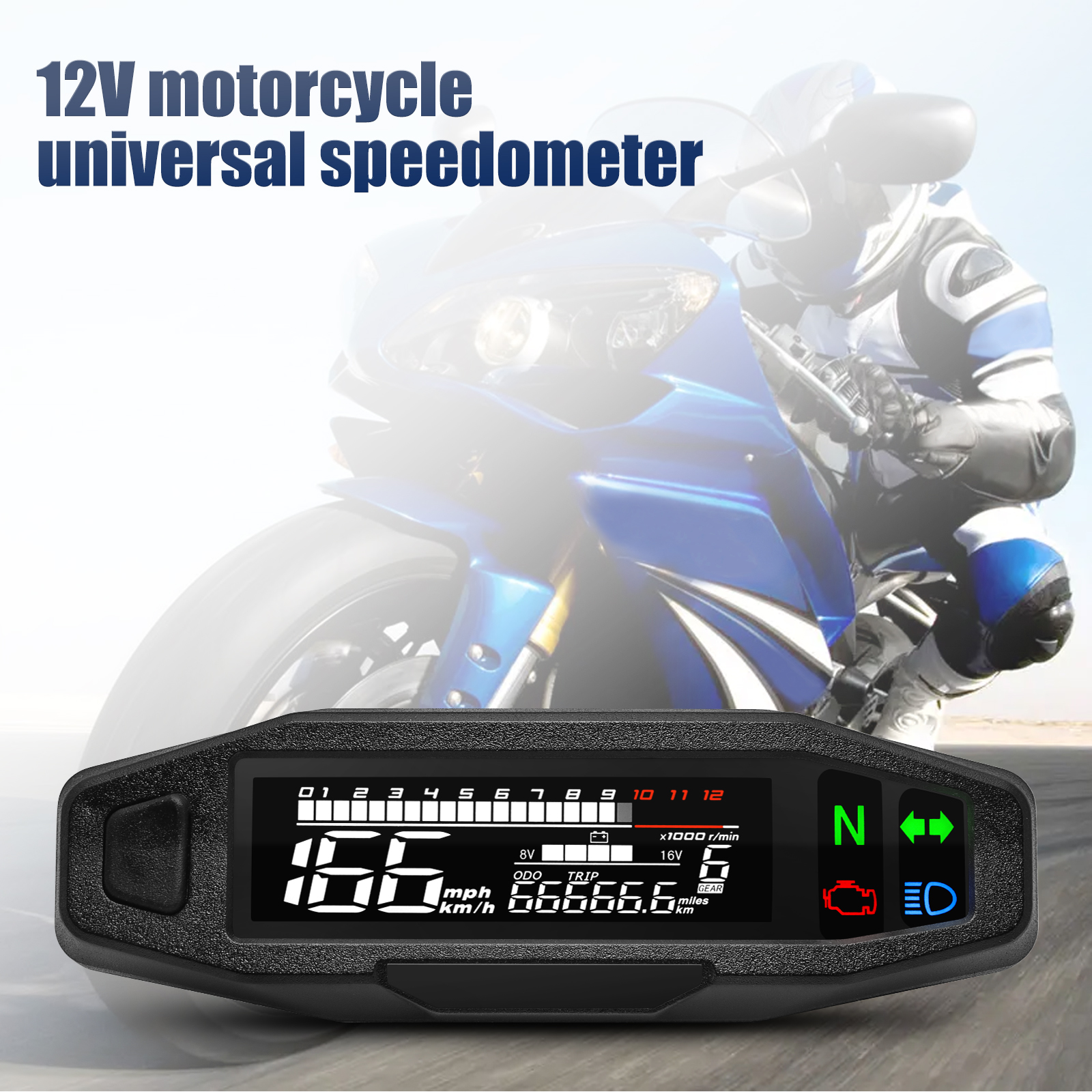 Velocímetro impermeable para motocicleta, tablero Digital LED Universal Km/h MPH, odómetro, Sensor de indicador de Motor con soporte Y/Z/W