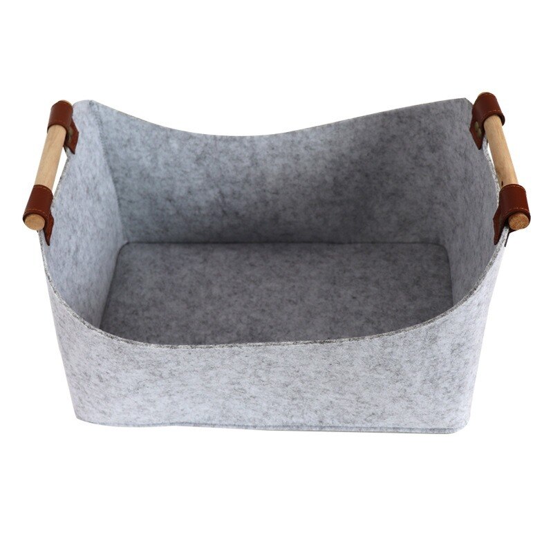 Cesta de almacenamiento plegable de fieltro para baño, organizador con asa para juguetes, armario, caja de almacenamiento de ropa, color gris