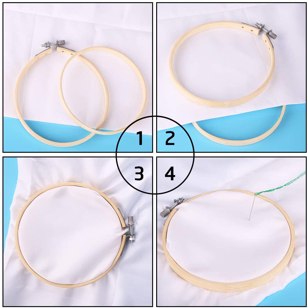 LMDZ Cross Stitch Hoop Set for Beginner, 4 Sizes Embroidery Hoops, Cross Stitch Circle, Embroidery Circle with 3 Sizes Needles