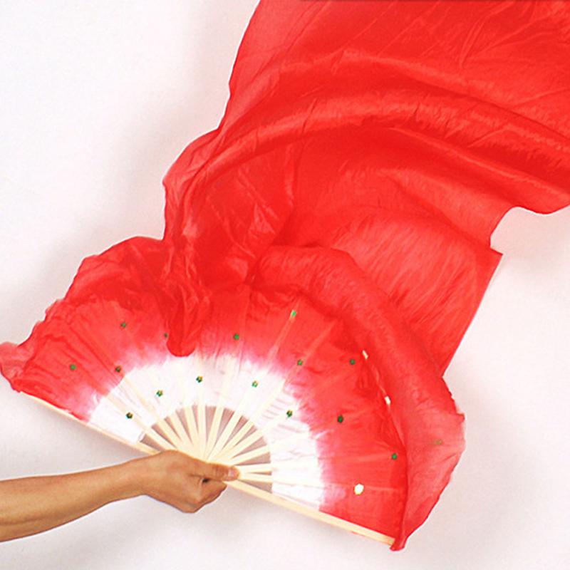 Hand Made Kleurrijke Belly Dance Dancing Silk Bamboo Lange Fans Veils: Rood