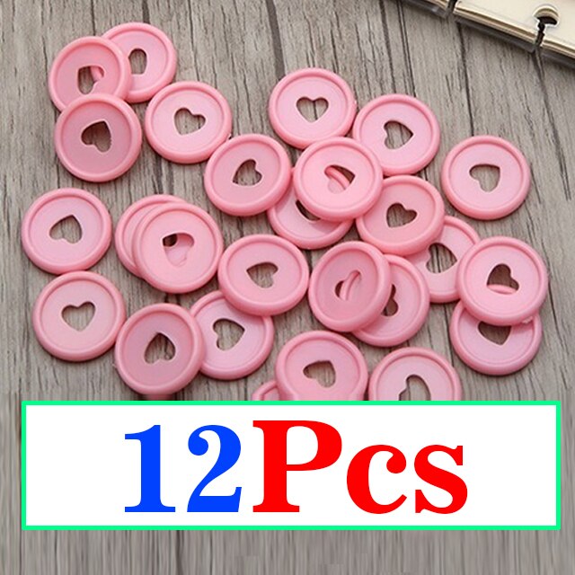 Anneau de liaison en plastique 35MM, trou en forme de champignon, disque à 360 degrés pour bricolage, fournitures scolaires et de bureau: 12Pcs-Pink