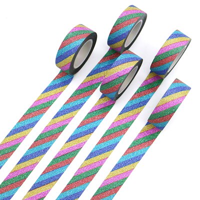 Självhäftande silverguld glitter washi tejp scrapbooking julfest kawaii söta dekorativa papper hantverk: 13