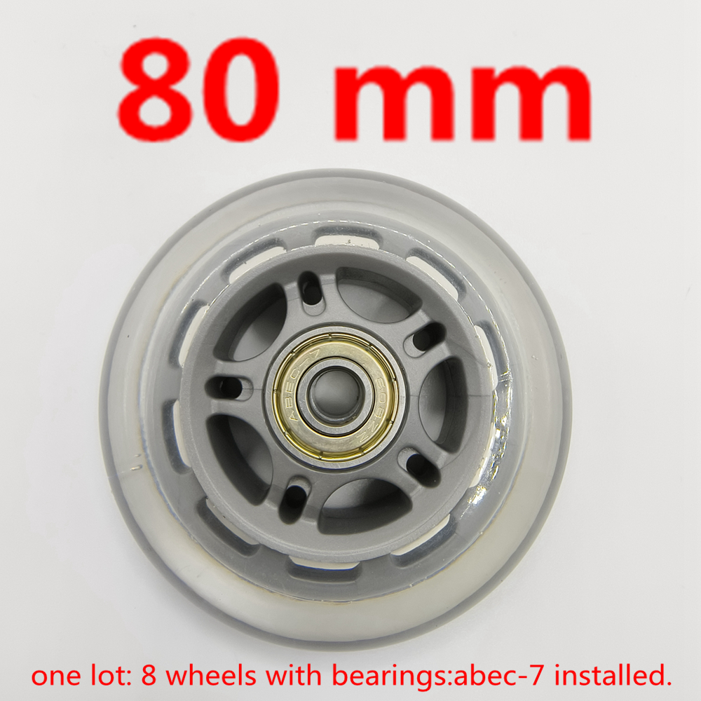 rolschaatsen wiel scooter wiel 80x24 zwart grijs transparante kleur 8pcs/lot: Marineblauw