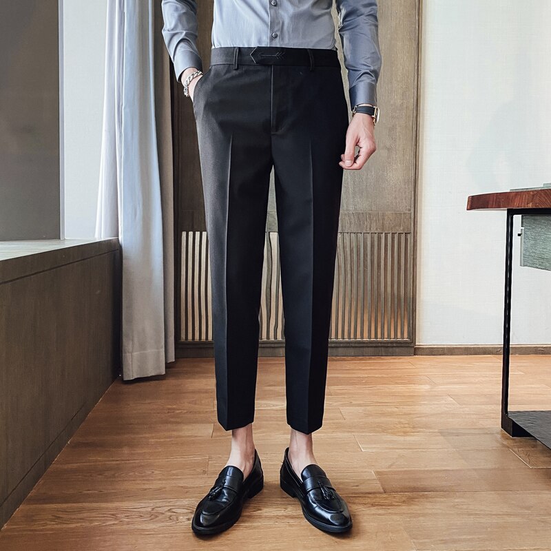 saferido  Men's Business Pants British Style Slim Fit Classic Formal Dress Pants for Men Wedding Party Trousers 29-38