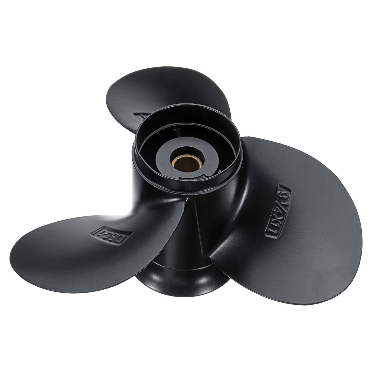 58100-93743-019 hélice fuera de borda de aluminio para Suzuki 9,9-15Hp 9 1/4X11 aleación de aluminio negro 3 cuchillas 10 dientes Spline