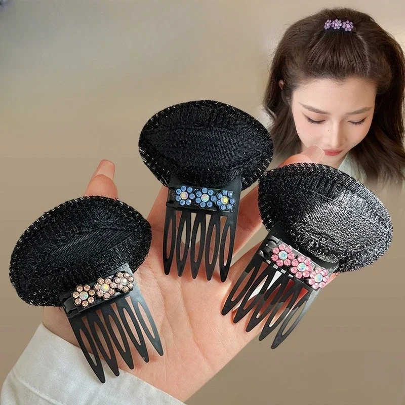 Rhinestone Puff Hair Head Cushion Invisible Fluffy Hair Pad Sponge Clip Bun Bump Volume Hairs Base For Women Hair Accessory