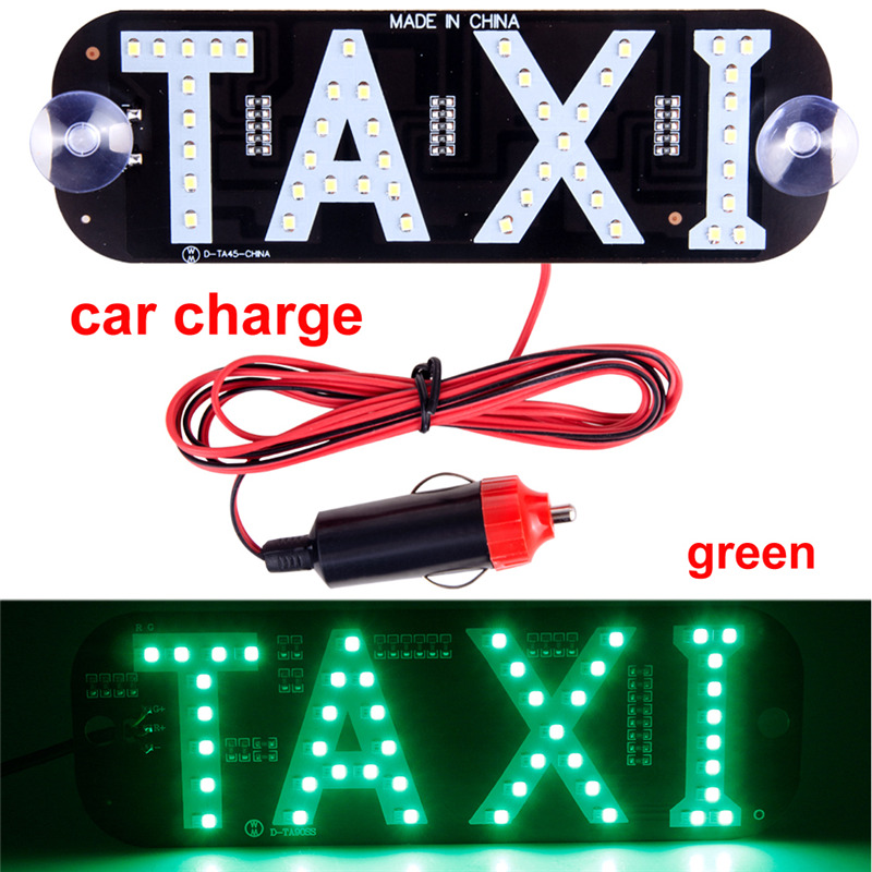 Werbung Licht für Taxi Tafel Zeichen 12V LED Auto Ladegerät Windschutzscheibe Taxi Anzeige Signal Licht Windschutzscheibe Lampe Taxi oben licht: Ladegerät Grün