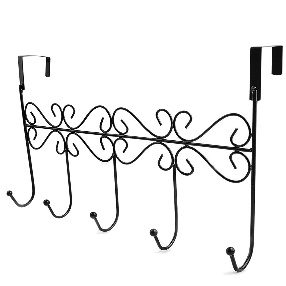 Over Door Hanger Rack 5 Hooks Decorative Ognazier Hook rack Stylish Retro Over Door Hanger for Home Office Use