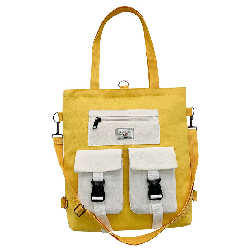 Student Backpack Book Bag Large-capacity Canvas School Class Female Bag Girls Canvas Shoulder Messenger Crossbody Bag