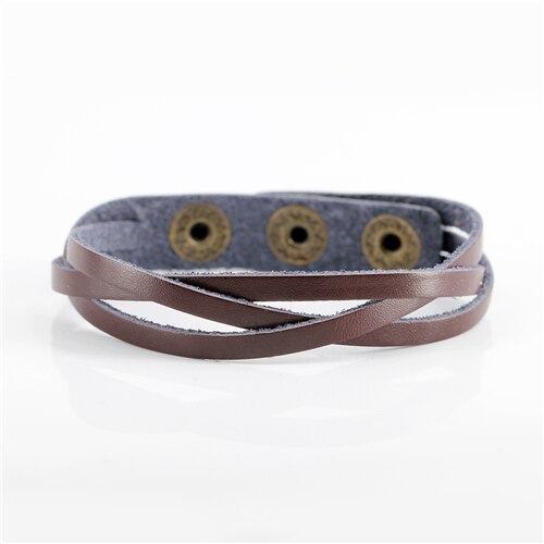 Vintage Snap Bracelet Men/Women Adjustable Leather Wrap Bracelets & Bangles Pulseira Masculina Jewelry: Light Brown