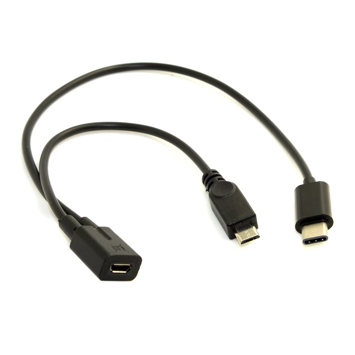 Jimier CY Micro USB Female to USB-C Type C USB 3.1 &amp; Micro USB Male Splitter Extension Charge Cable for cell phone tablet