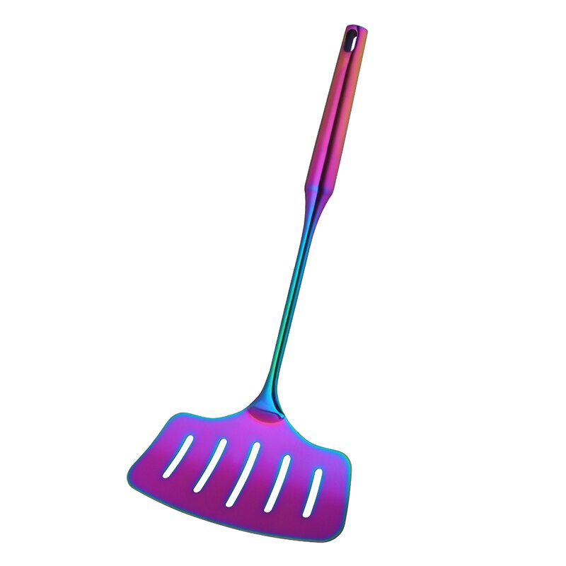 1/4 pcs Rose Gold Kitchen Accessories Gold Matt Utensil Stainless Steel kitchenware Long Service Spoon Fork Fish Cooking Tool: Rainbow NO.0-1pcs