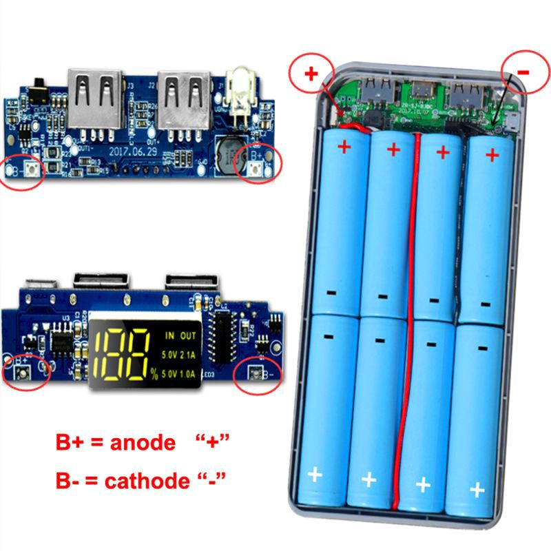 Kit de caixa de energia universal 5v 2a, 3 portas usb, diy, 8x 18650, carregador de bateria, caixa diy para samsung celular xiaomi atacado