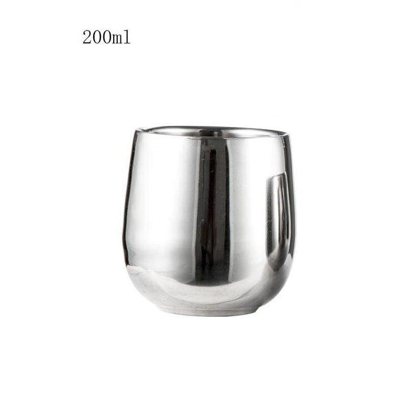 Stainless Steel Water Cups Double Layer Insulated Tea Cup Multifunctional Anti-scald Beer Cup: 200ml