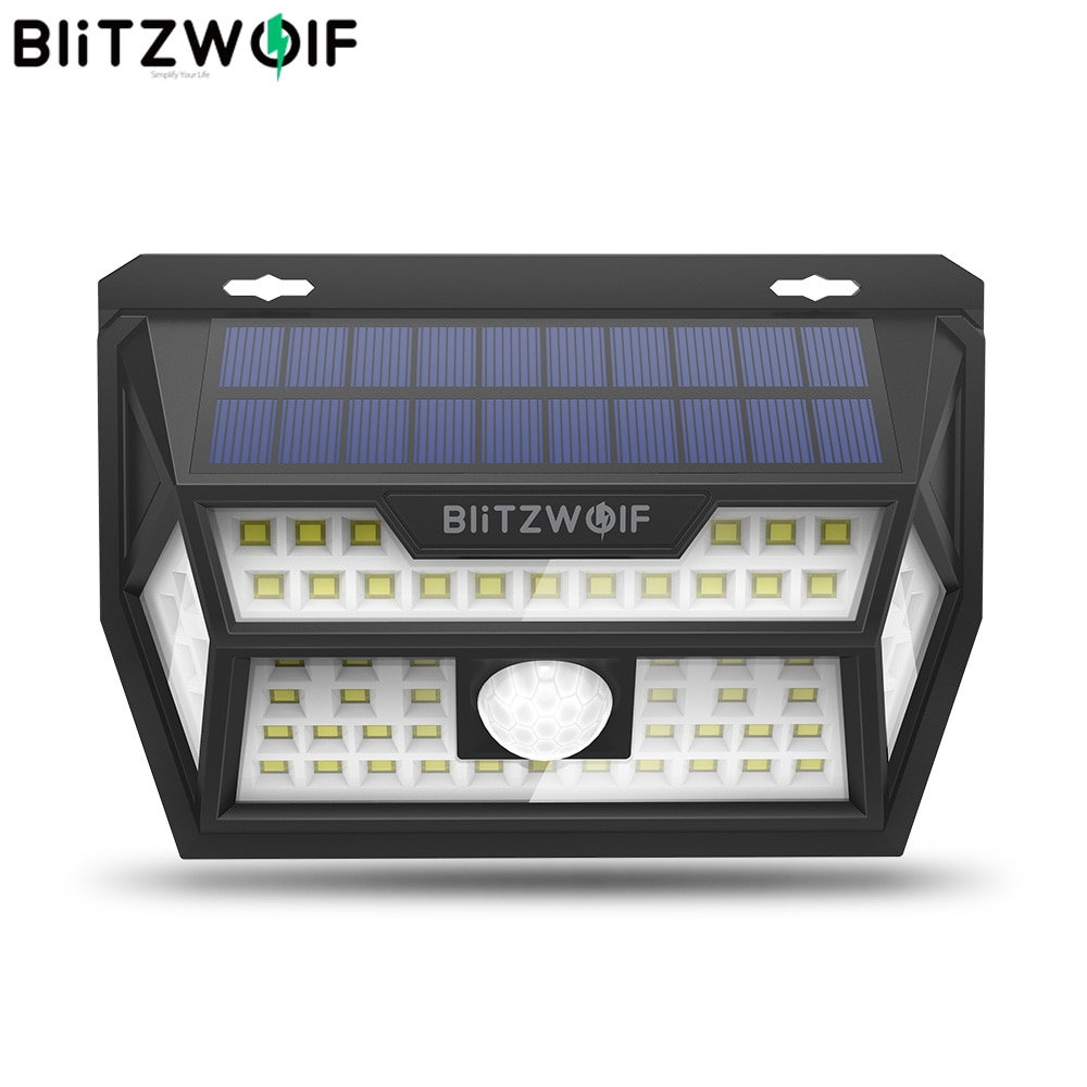 Blitzwolf BW-OLT1 Smart PIR Motion Sensor Controle Solar Power 62 LED Wall Lamp Waterdicht voor Outdoor Garden Path Yard