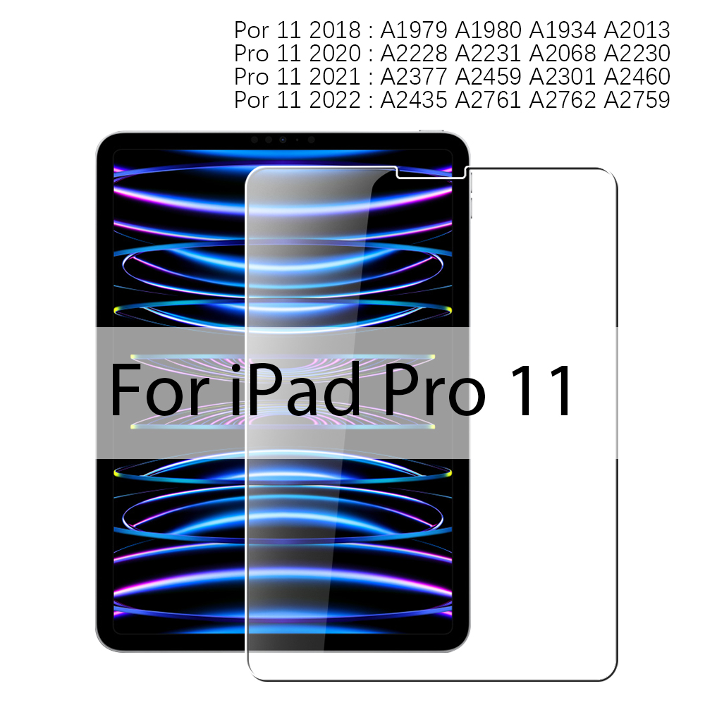 Vidrio templado para iPad 10. a 9 a generación A16 Pro 12,9 11 13 2025 Protector de pantalla para ipad Air 4 5 Mini 6 7 7 a 8 a 10,2 película: Negro