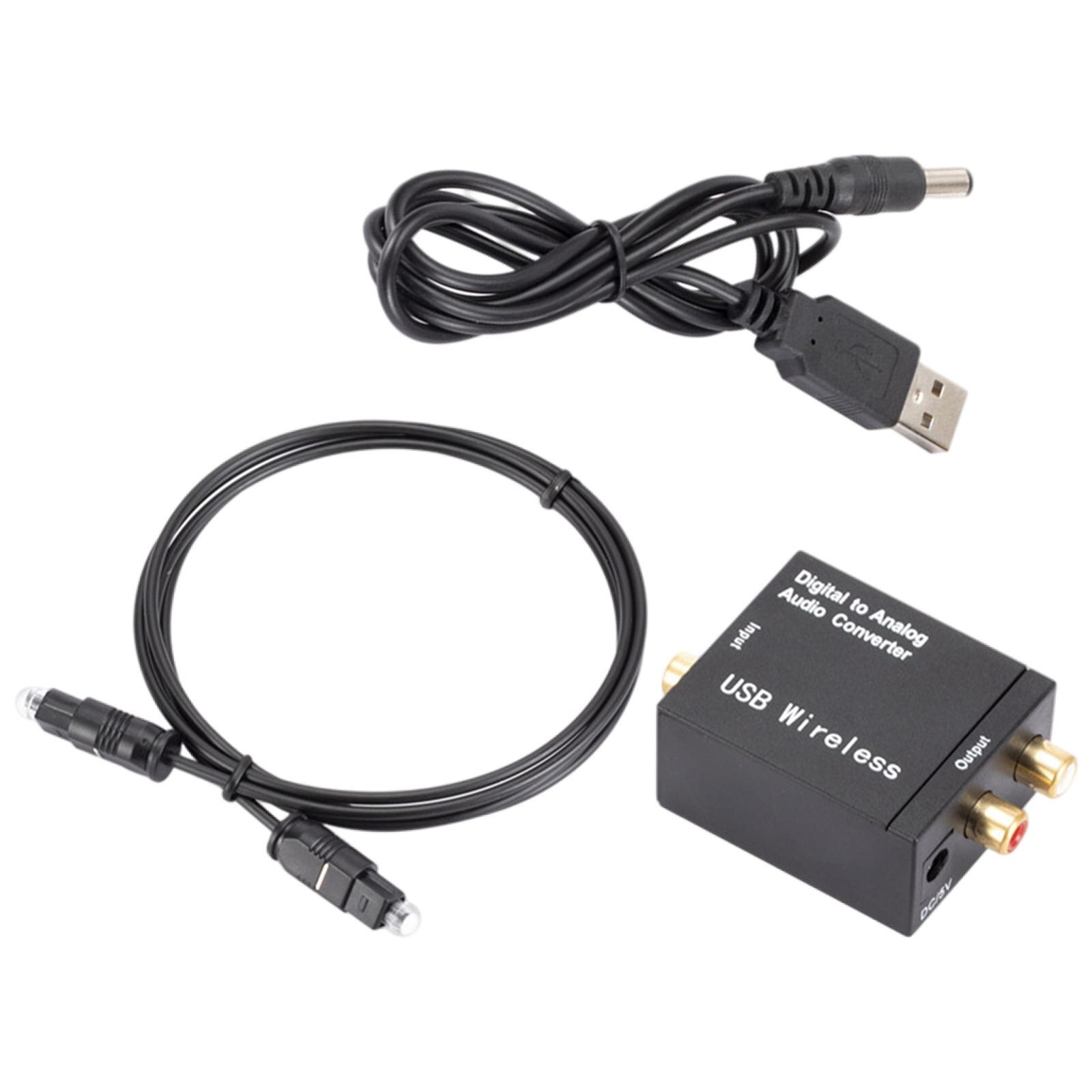 Digital to Analog Audio Converter Optical Coax Coaxial Toslink to Analog 5V DC Receiver for TV W/ Coaxial Cable W/ Optical Cable