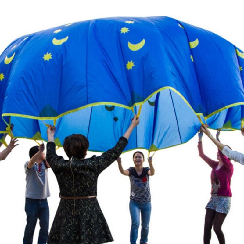 De parachute trampoline met handvat parachute voor kinderen opvouwbaar polyester doek