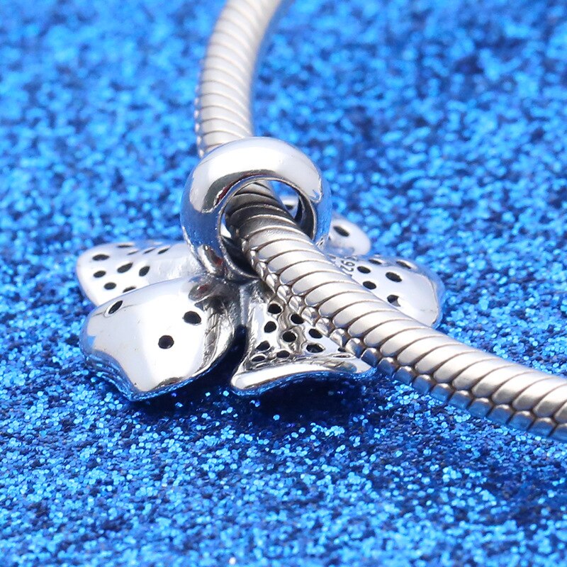 Véritable perle en argent Sterling 925 grande fleur de pêche fleur breloque Fit Pan femmes Bracelet et collier bijoux à bricoler soi-même