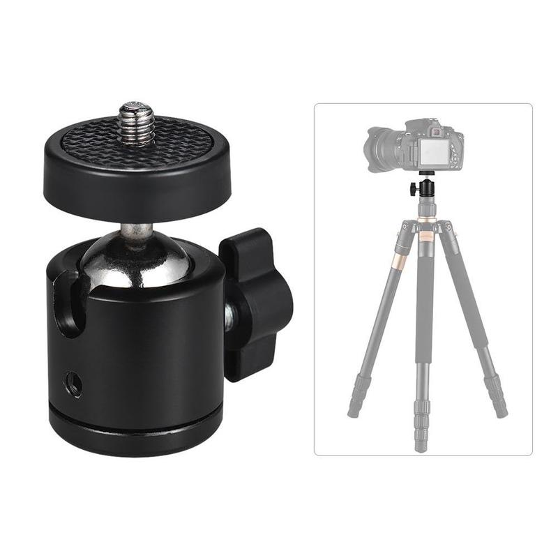 Mini trépied Flash à vis de 1/4 pouces, support d'adaptateur de montage pour caméra, support de montage de boule noir