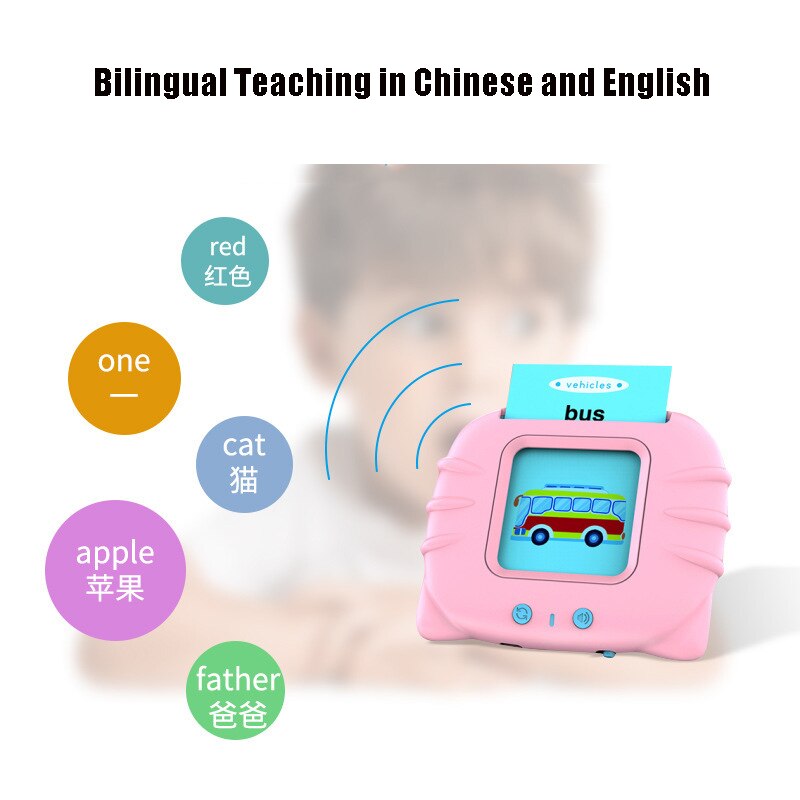 Portable Chinese-English Bilingual Learning Baby Early Education Machine with Sound 112pcs Cognitive Cards Educational Toys