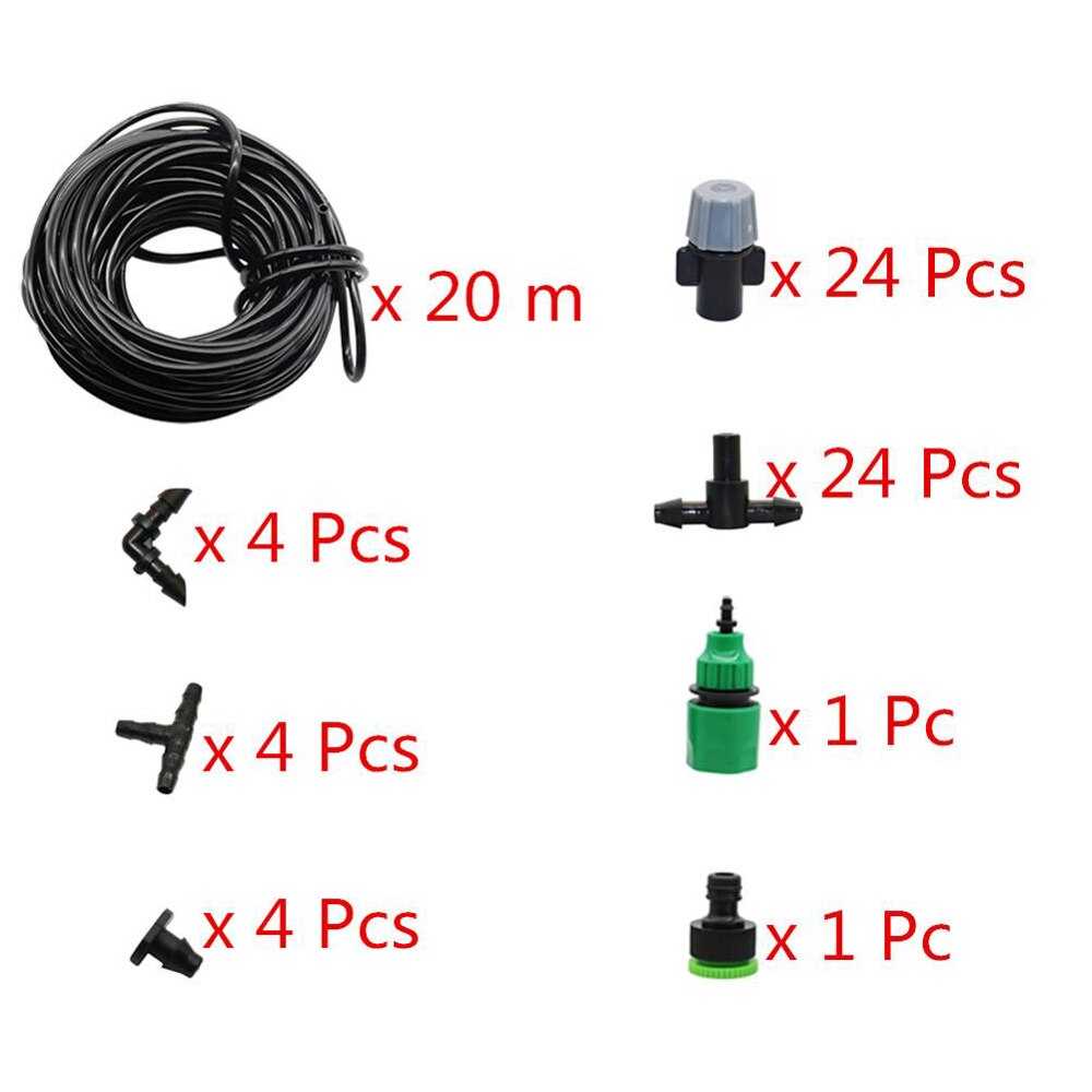 Bocais para irrigação, sistema portátil, rega automática por mistura, 10m, cabeça de spray de mangueira de jardim com 4/7mm, conexão com o conector: 20m