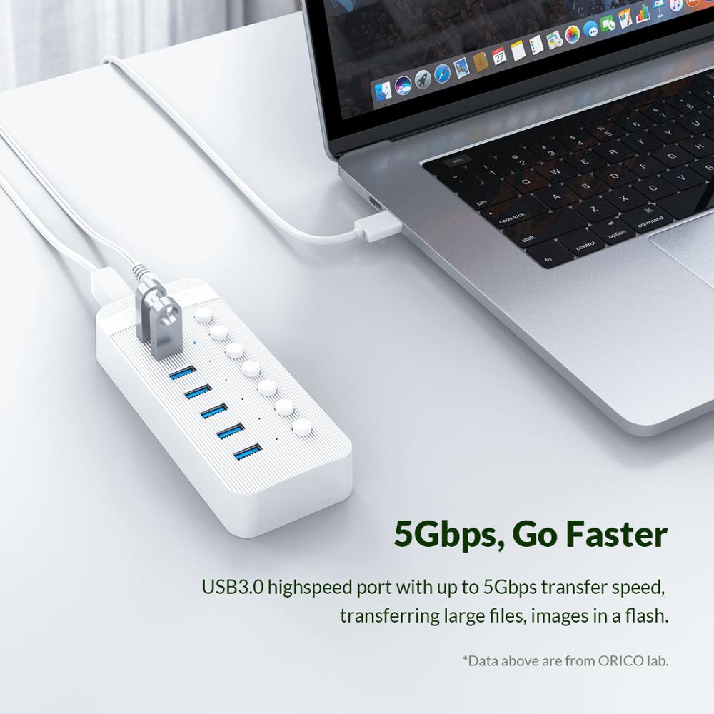 ORICO Industrial USB 3.0 HUB 7/10/13/16 ABS USB OTG Splitter On/Off Switch With 12V Power Adapter Support Charger For Computer