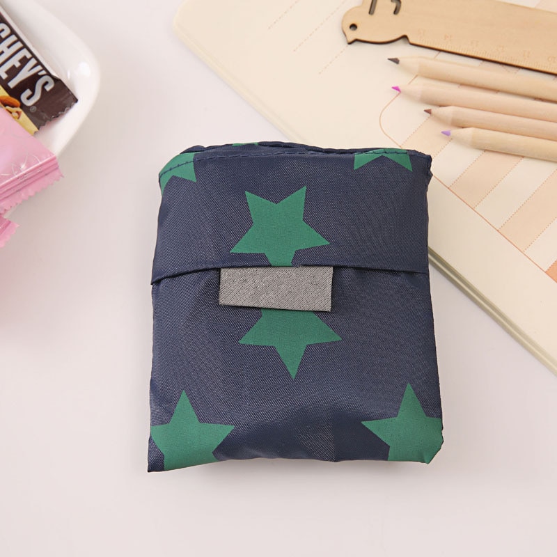 Verkoop Mode Afdrukken Opvouwbare Groene Boodschappentas Tote Folding Pouch Handtassen Handig Grote Capaciteit Opbergzakken: Dark blue pentagram