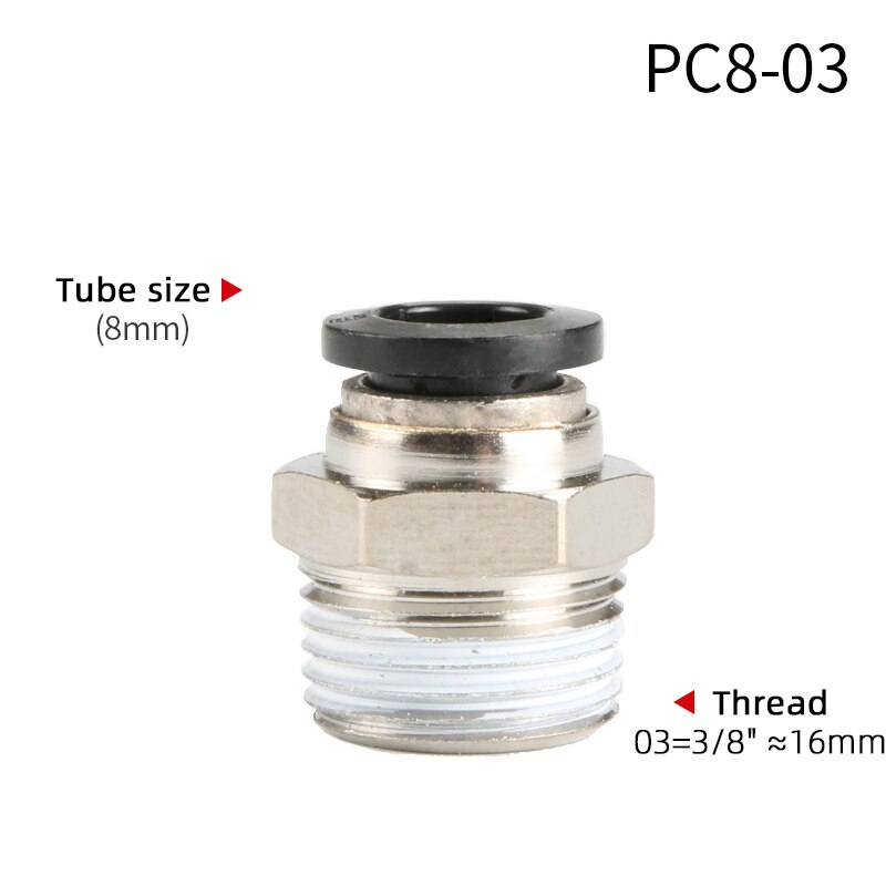 1PCS Pneumatic Quick Connector PC 4MM-12mm Hose Tube Air Fitting 1/4" 1/8" 3/8" 1/2"BSPT Male Thread Pipe Coupler: PC8-03