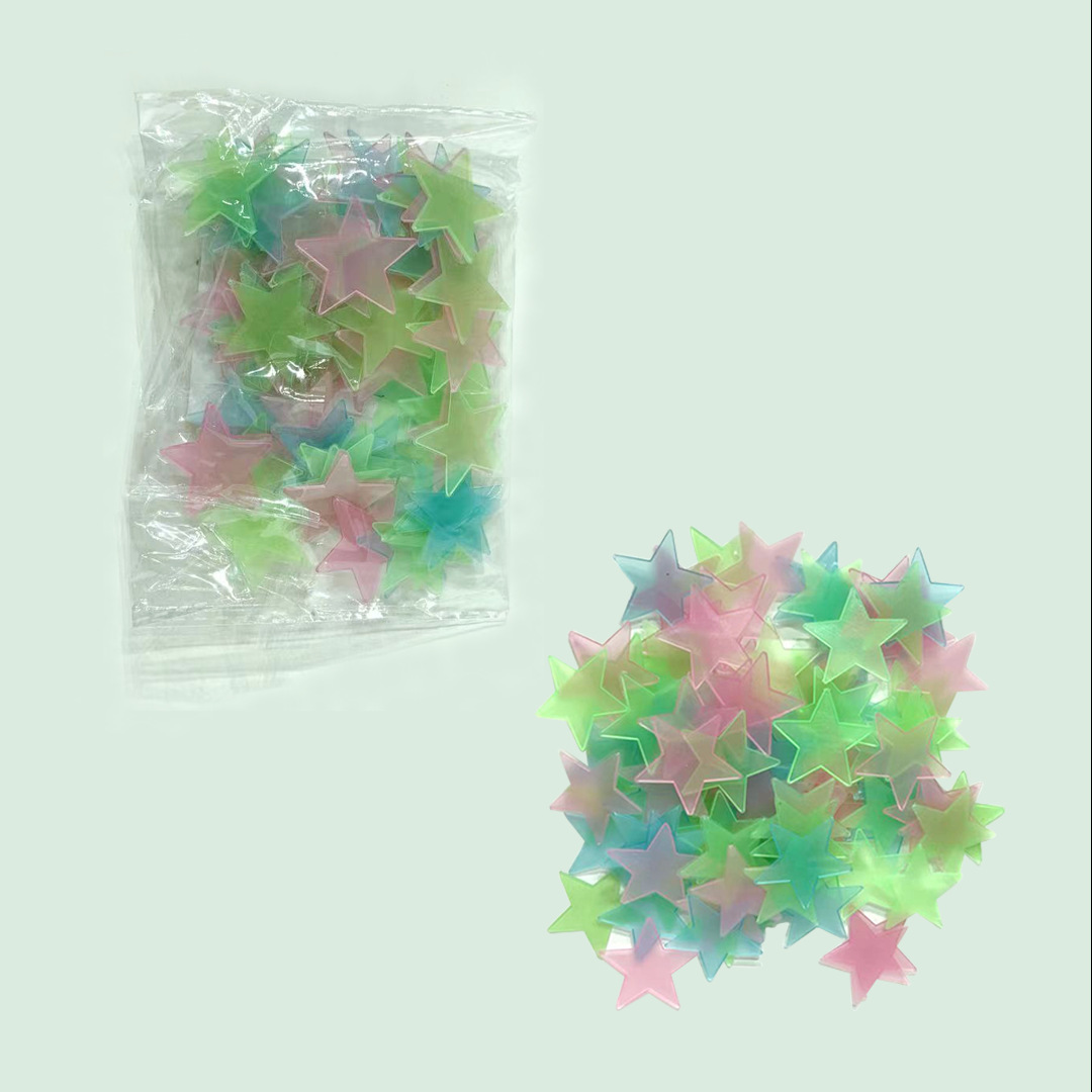 100 stk lysende stjerner wallstickers plastik fluorescerende klistermærker børneværelse boligindretning soveværelse 3d #39: Farve blanding / 100 stk