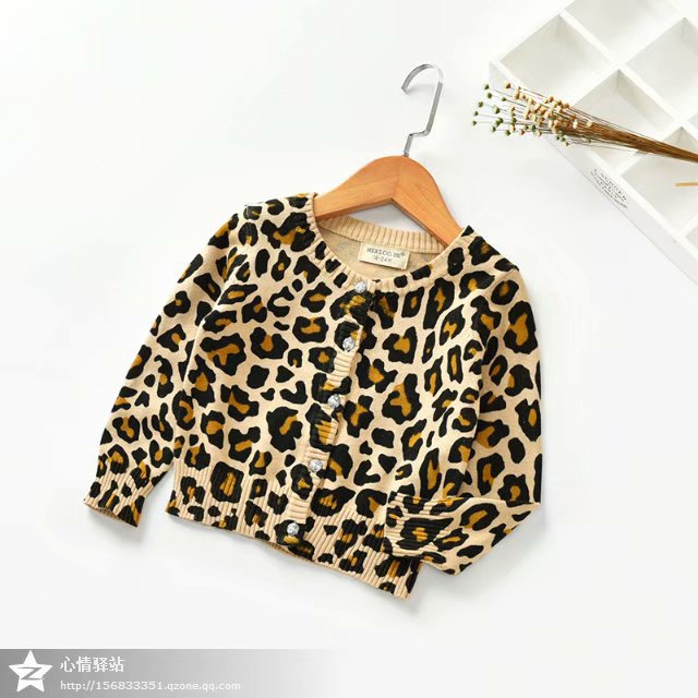 Kinderen kindertrui herfst lente babymeisje vest luipaardprint casual bovenkleding jas kleding 18m-6t