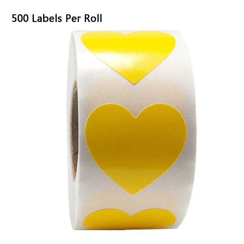 500 stk / rulle 8 farver hjerteformede klistermærker bryllupsemballage håndlavet kuvertforseglingsetiket papirvarer klistermærke: 1