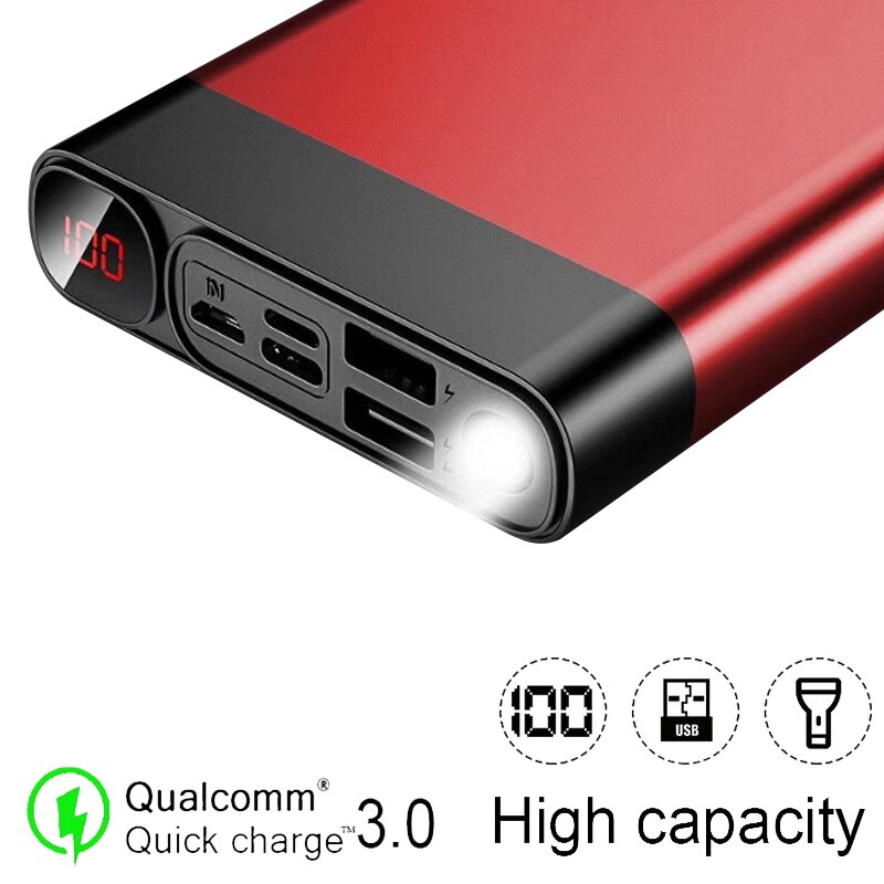 80000 mah powerbank, gehäuse aus metall-aluminiumlegierung, led-anzeige, 2 usb-ausgänge, geeignet für smartphones, tablet-pcs und gps-geräte
