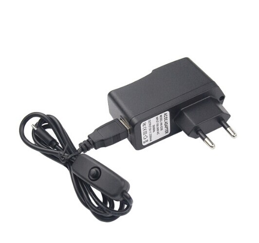 Adaptador de fuente de alimentación de CA para Raspberry Pi 3, Kit de 5V, 2.5A, Raspberry Pi 3 Modelo B + plus, interruptor de encendido y apagado, Cable Micro USB, Cargador USB: EU Plug