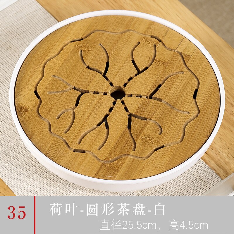 Simple Japanese-style Dry Tea Tray Melamine Bamboo Tea Table Water Storage Hotel Travel Tea Set Home Portable Tray Wooden Tray: white C 25X4CM