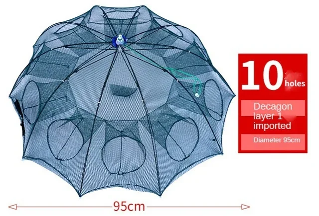 4-16 Holes Strengthened Fishing Net Shrimp Cage Foldable Nylon Automatic Umbrella Shape Fish Trap Cast Folding Landing Net: PURPLE