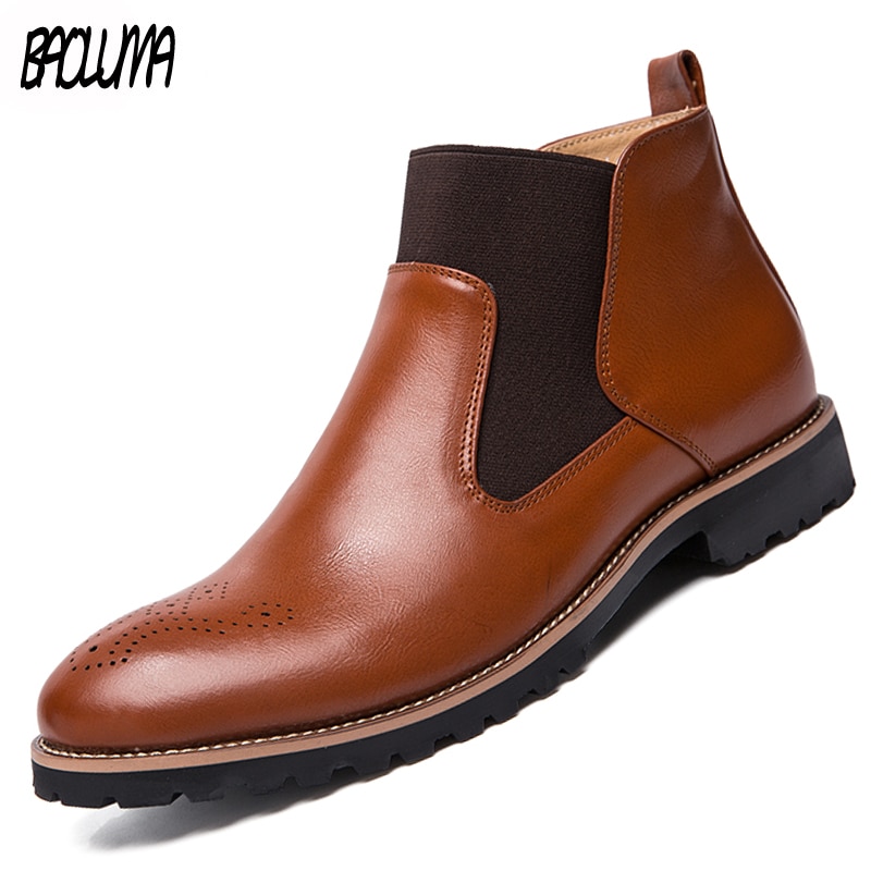 Classic Men Boots Italy Handmade Men's Chelsea Boots Leather Autumn Ankle Boots Wedding Party Male Dress Shoes