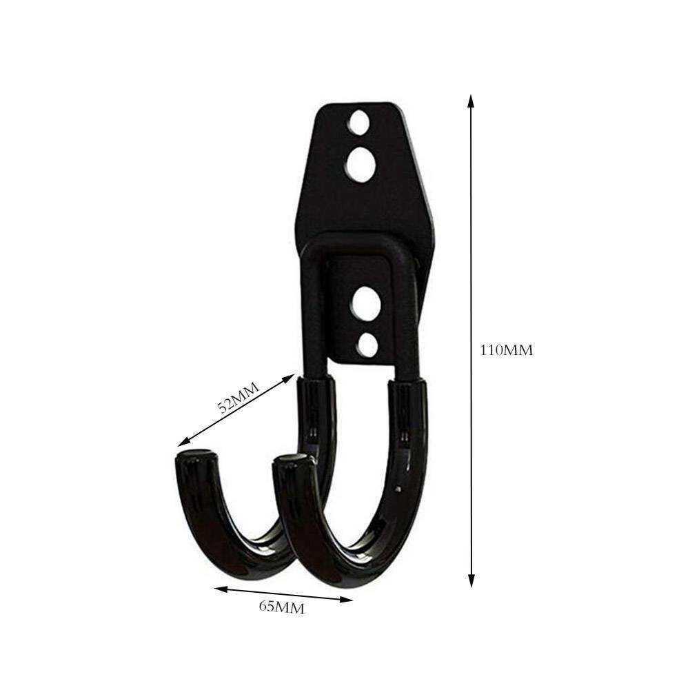 2X Heavy Duty Wall Mount Hooks 18.5cm - 30kg Load, Rubber Caps, For Tools, Ladders, Bikes