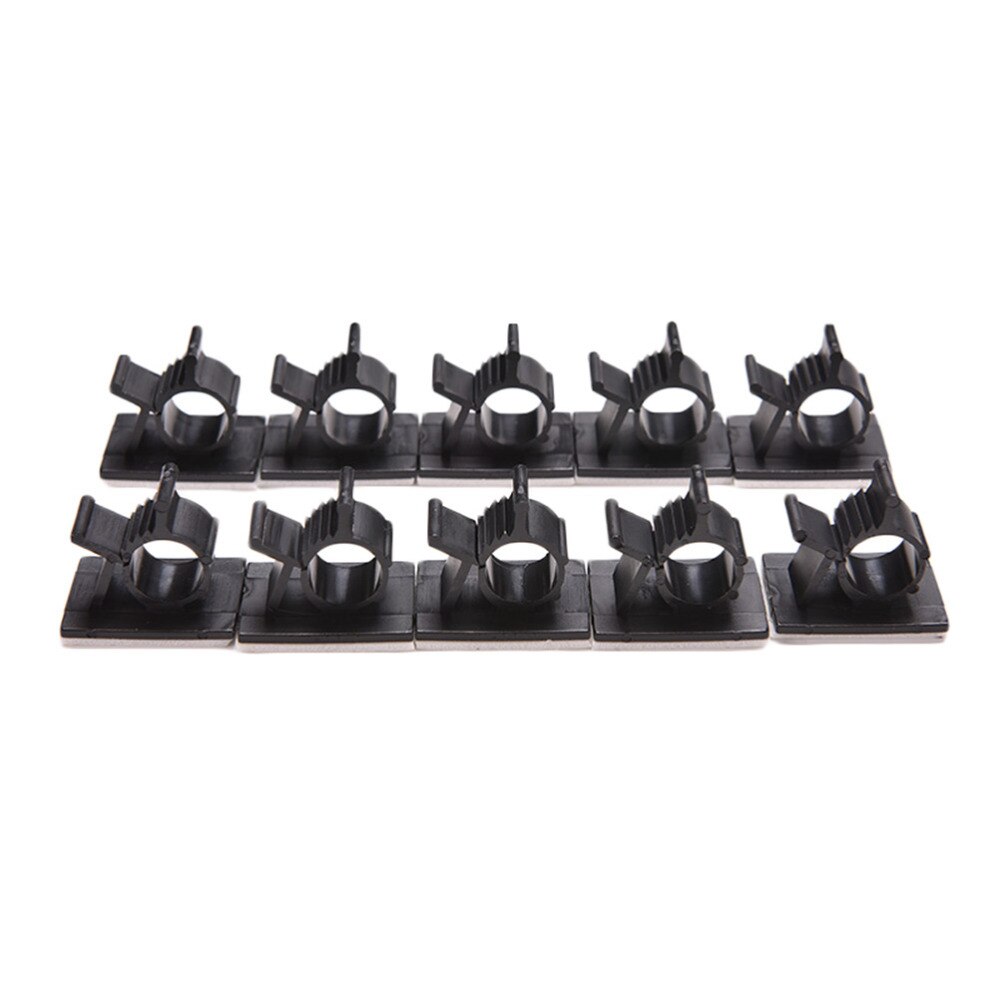 10pcs/pack Black Adhesive Backed Nylon Wire Adjustable Cable Clips Clamps 20mm